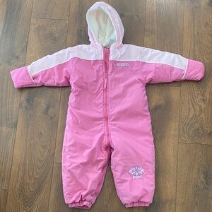 Baby Bum Girl PINK Snowsuit 24 Months Vintage Equipment Fold over Hand Covers